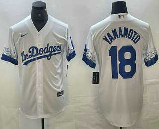 Men's Los Angeles Dodgers #18 Yoshinobu Yamamoto White 2021 City Connect Cool Base Stitched Jersey,We sell and wholesale Men's Los Angeles Dodgers #18 Yoshinobu Yamamoto White 2021 City Connect Cool Base Stitched Jersey on line form chian!